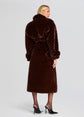 Shantel Faux Fur Coat - Mahogany Cheveron