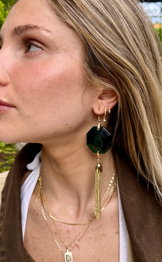 Vintage Emerald Tassel Earrings