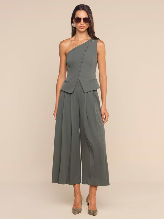 NOVALYNN CROPPED PLEATED PANT - ASH OLIVE