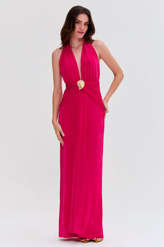 RADIANT JERSEY HALTER NECK GOWN