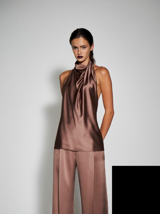 Draped Halter Top - Black