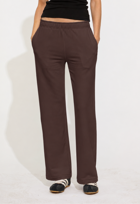 Reece Wide-Leg Sweat Pant - Chocolate