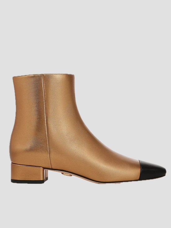 Cecile Cap Toe Bootie - Dark Gold/Black