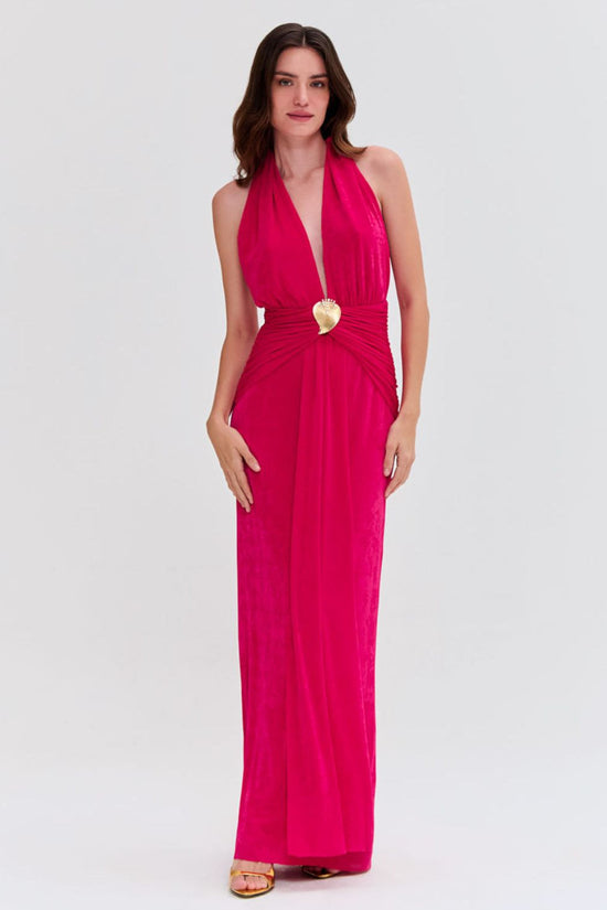RADIANT JERSEY HALTER NECK GOWN