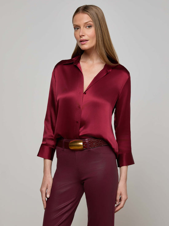 Dani Silk Blouse - Black Cherry