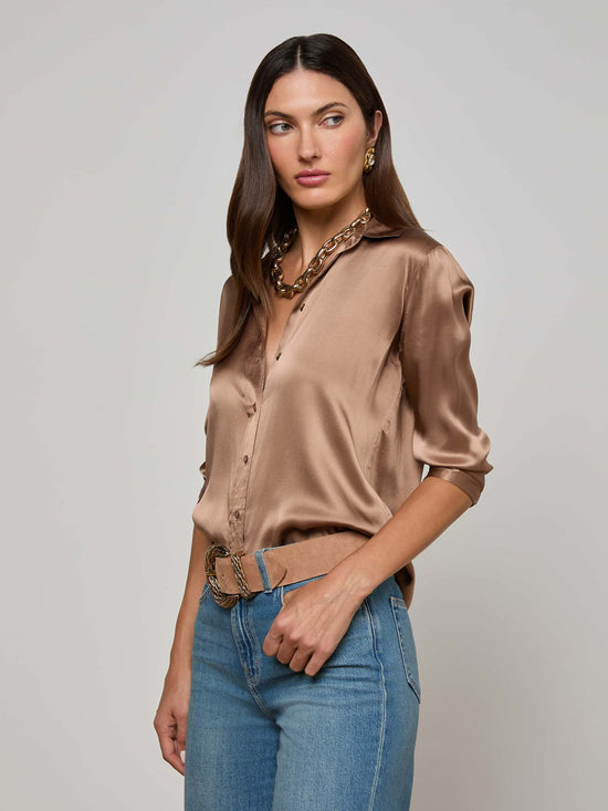 Dani Silk Blouse - Cinnamon Swirl