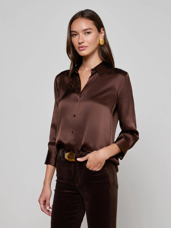 Dani Silk Blouse - Coffee Bean