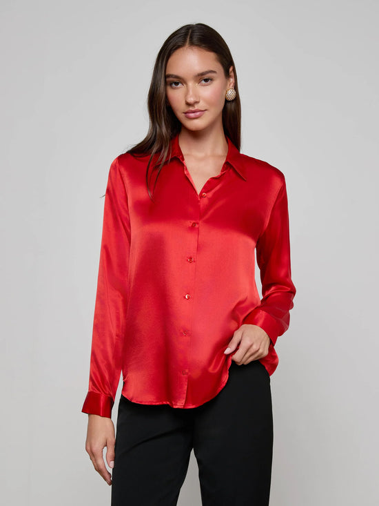Tyler Silk Blouse - Engine Red