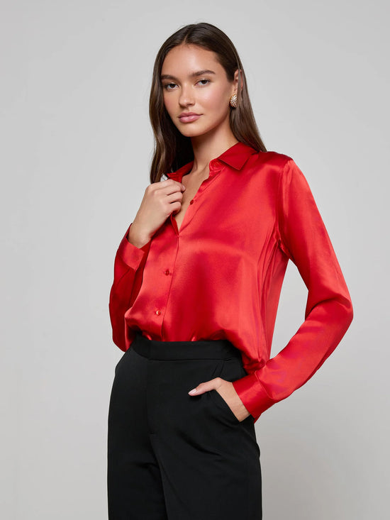 Tyler Silk Blouse - Engine Red