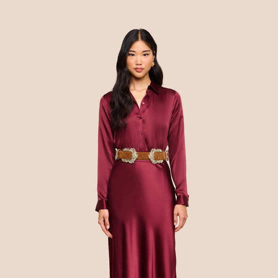 Tyler Silk Blouse - Merlot Red