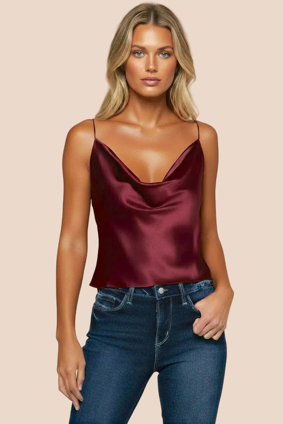 Calista Silk Camisole - Merlot Red