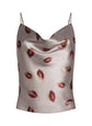 Calista Silk Camisole - Taupe/Dark Red Kiss