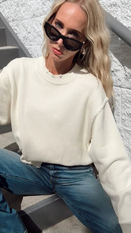 Suzy Boyfriend Crewneck Sweater - Off White