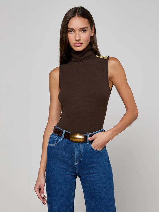 Ceci Sleeveless Turtleneck - Coffee Bean