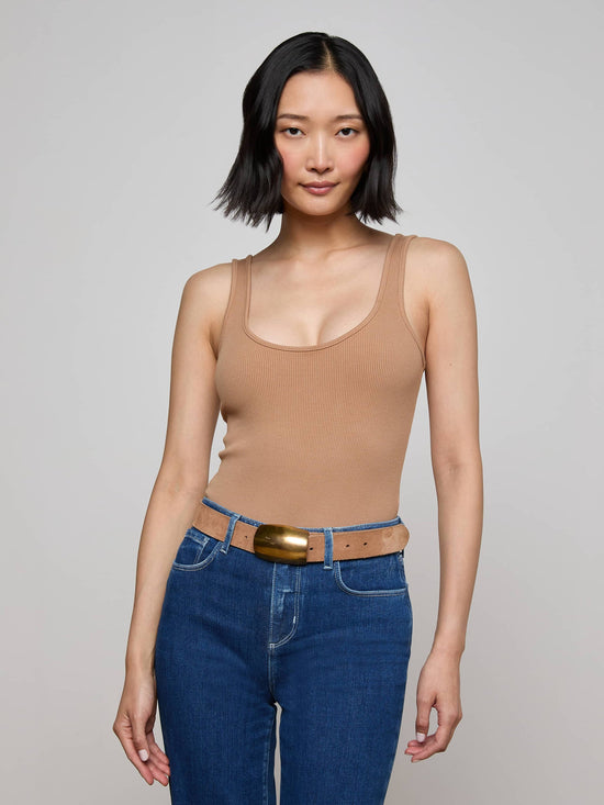 Nica Scoopneck Bodysuit - Cinnamon Swirl