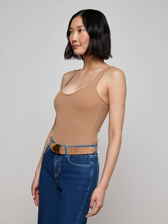 Nica Scoopneck Bodysuit - Cinnamon Swirl