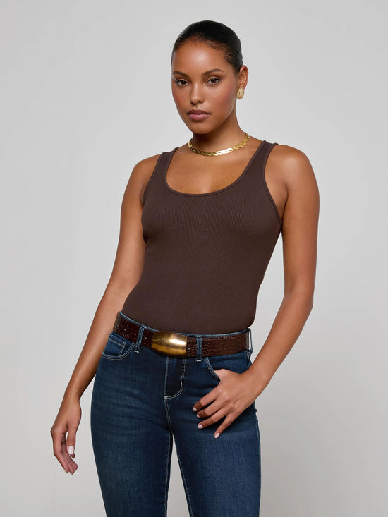 Adira Scoopneck Tank - Coffee Bean