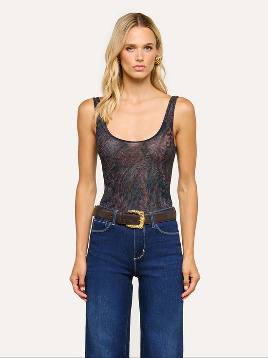 Kalea Mesh Bodysuit - Midnight Multi Lux Paisley