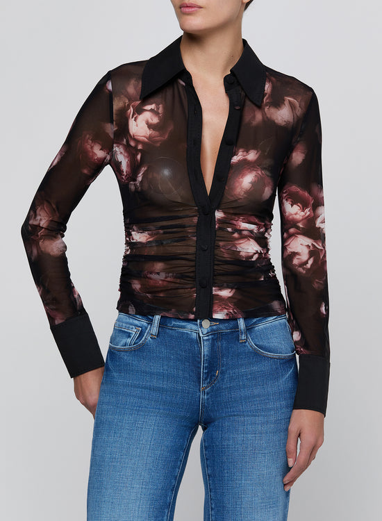 ISOLA L/S MESH BUTTON UP