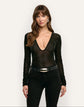 Thalassa Velvet Mesh Bodysuit - Black (PRE-SALE)