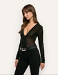 Thalassa Velvet Mesh Bodysuit - Black (PRE-SALE)