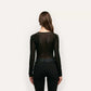 Thalassa Velvet Mesh Bodysuit - Black (PRE-SALE)