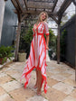 Abrielle Striped Handkerchief Midi Dress