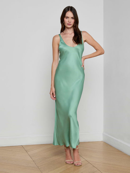 Akiya Satin Tank Dress - Malachite Green