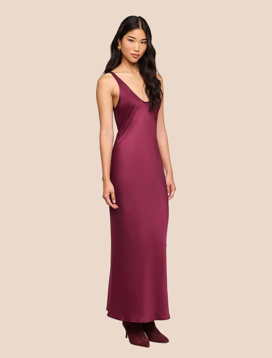 Akiya Satin Maxi Dress - Merlot Red