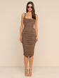 ANYA SHIRRED MIDI DRESS