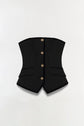 Cambrie Velvet Trimmed Bustier Top