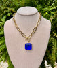 Statement Emerald Cut Pendant Necklace - Sapphire