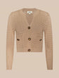Orla Pointelle Knit Cardigan - Light Cappuccino/Gold