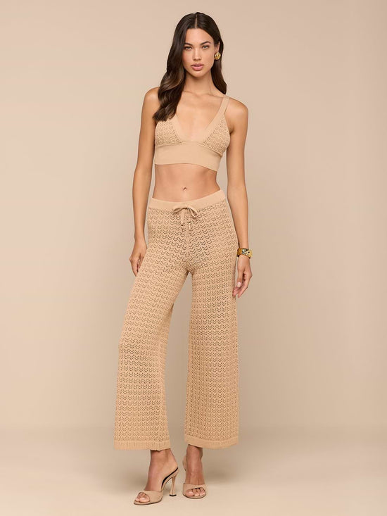 Gaelle Pointelle Knit Pant - Light Cappuccino