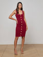Soleil Knit Dress - Black Cherry/Gold