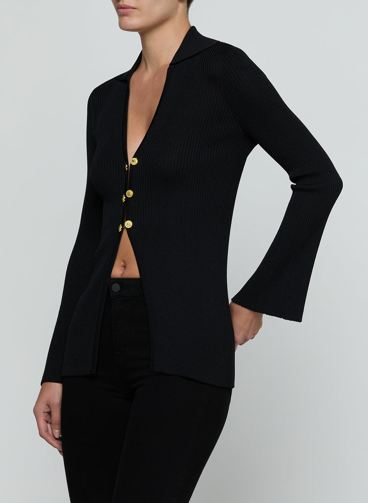 KAYE RIB COLLARED CARDIGAN