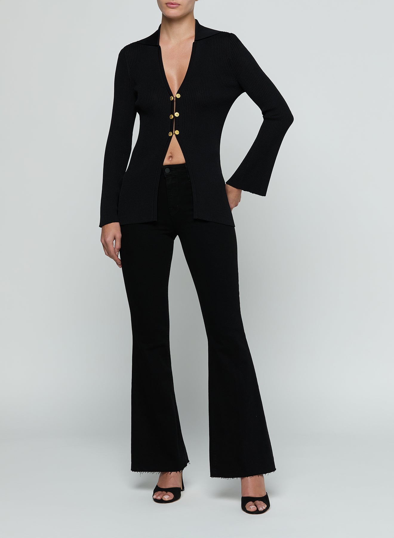 KAYE RIB COLLARED CARDIGAN
