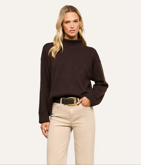 Selwyn Oversized Turtleneck - Chocolate