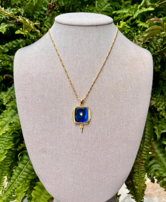 Art Deco Pendant Necklace - Blue