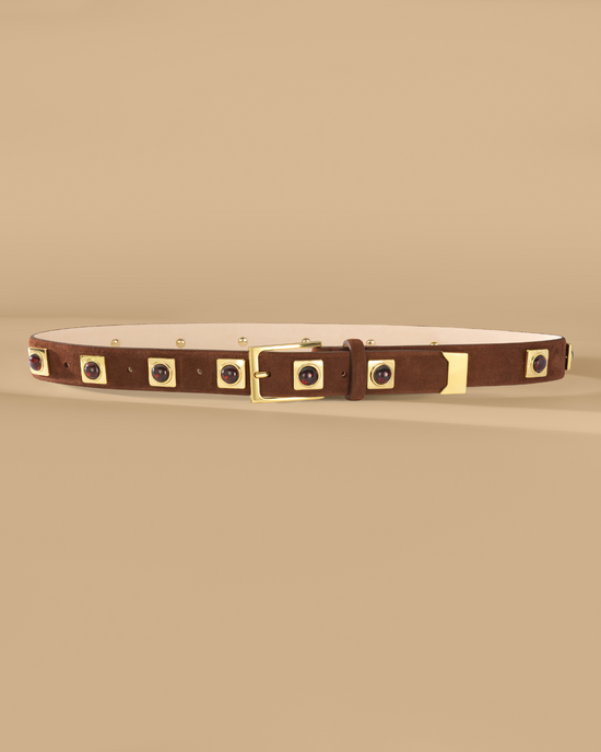 No. - 2 Chocolate Suede Studded Belt