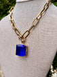 Statement Emerald Cut Pendant Necklace - Sapphire