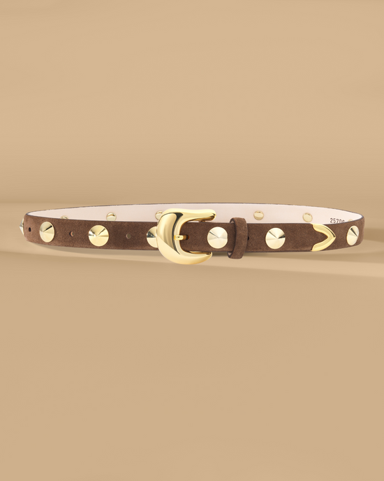 No. 8 - Chocolate Suede & Gold Studded Belt