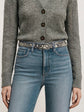Snake-Embossed Loop Belt