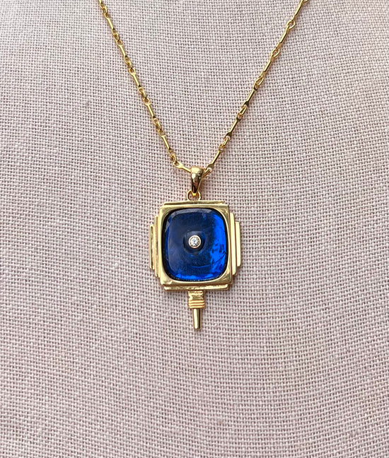 Art Deco Pendant Necklace - Blue