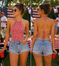 Gingham Seersucker Halter Top