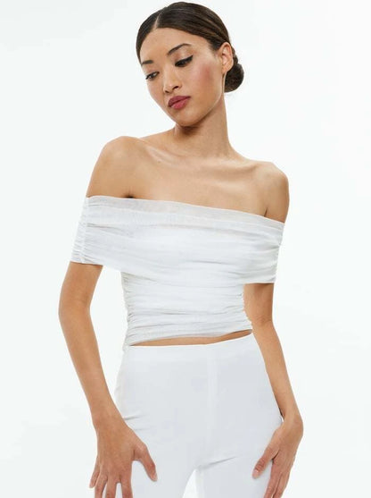 Isadola Over The Shoulder Ruched Top