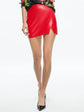 SIOBHAN VEGAN WRAP MINI SKIRT - Red Apple