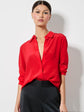 Willa Placket Top - Bright Ruby