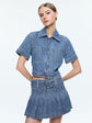 Tesha Short Sleeve Cropped Denim Button Down