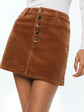 Joss High Rise Button Front Corduroy Skirt